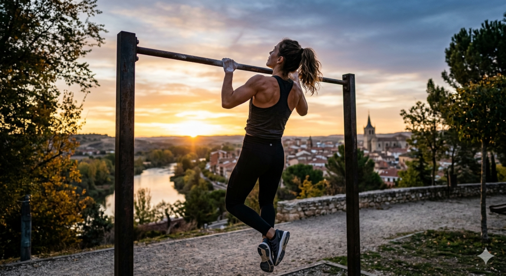 persona entrenando al amanecer